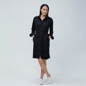 Ministry of Supply Black Long Sleeve Shirt Dress
